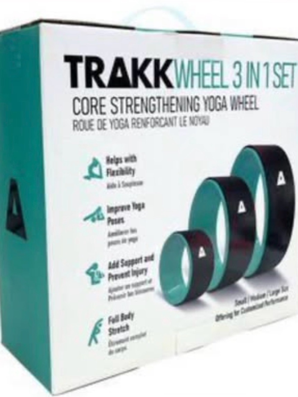 TRAKK Wheel 3-in-1 Core Strengthening Yoga Wheel Set - Teal & Black